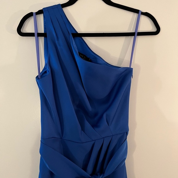 Ted Baker Gabie One Shoulder Drape midi Dress - Blue - Picture 9 of 12